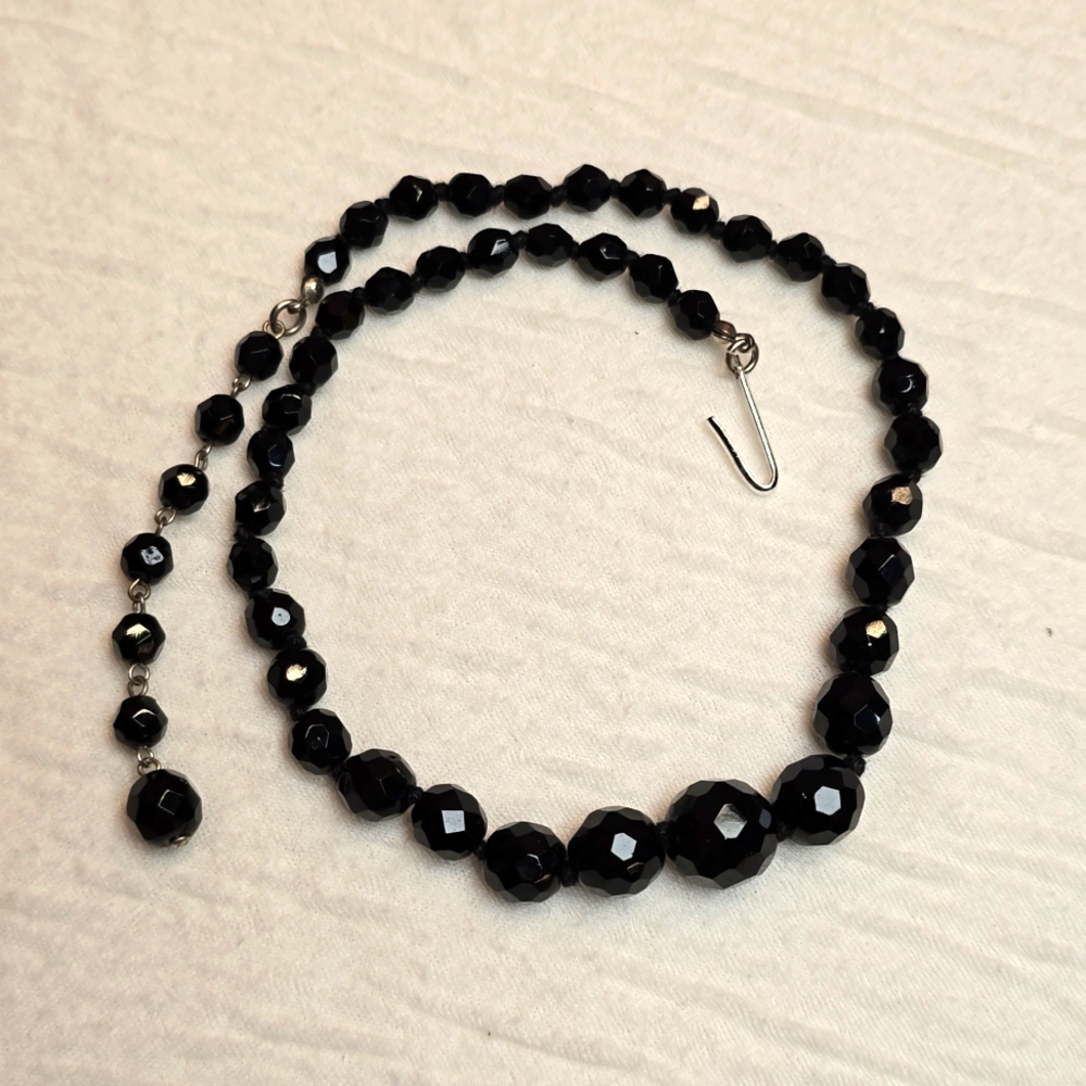 Vintage Black Glass Necklace